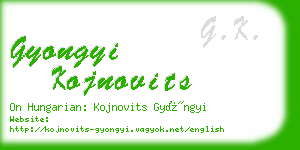 gyongyi kojnovits business card